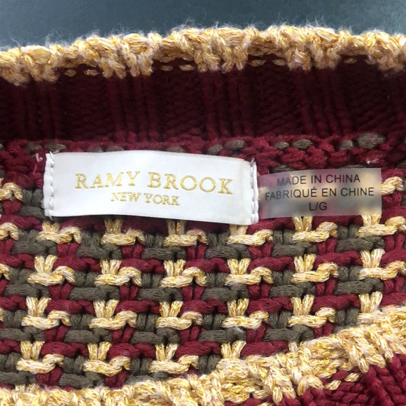 Ramy Brook Red and Cream Striped Sweater - Picture 5 of 6